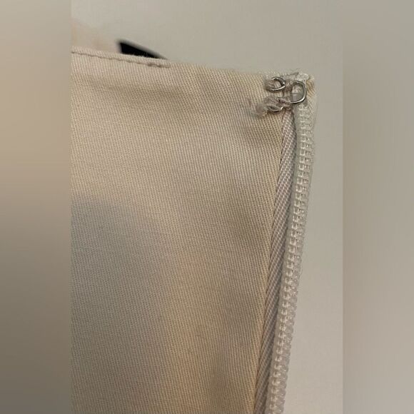 Randy Kemper, Khaki w/ Black Lace Trim, Sleeveless Midi Dress, Size 8 - Picture 5 of 9